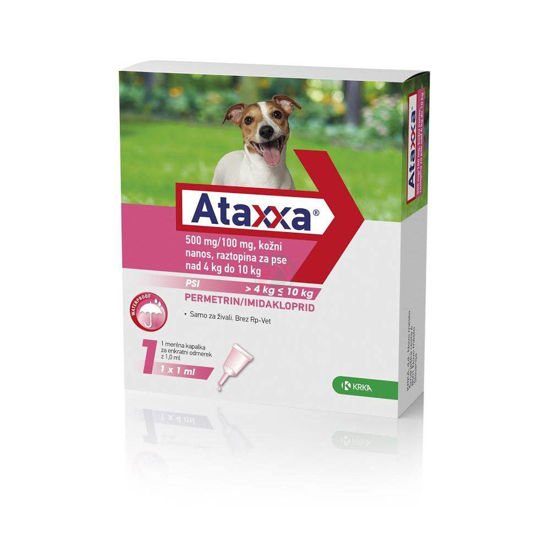 Ataxxa 500 mg/100 mg kožni nanos raztopina za pse 4 - 10 kg, 1 mL