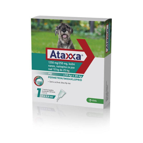 Ataxxa 1250 mg/250 mg kožni nanos raztopina za pse 10 - 25 kg, 2.5 mL