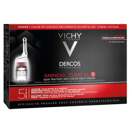 Vichy Dercos Aminexil Clinical 5 ampule proti izpadanju las - moški, 21x6 mL