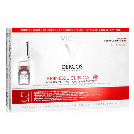 Vichy Dercos Aminexil Clinical 5 ampule proti izpadanju las - ženske, 21x6 mL