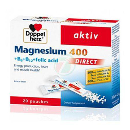 Doppel Herz Magnezij 400 Direkt +B6+B12+folna kislina, 20 VREČK