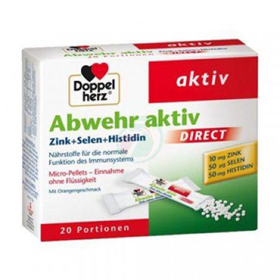 Doppel Herz Abwehr Aktiv Direkt za odpornost s cinkom+selenom+histidinom, 20 vrečk