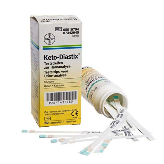 Keto-Diastix trakovi za določanje glukoze in ketonov v urinu, 50 lističev