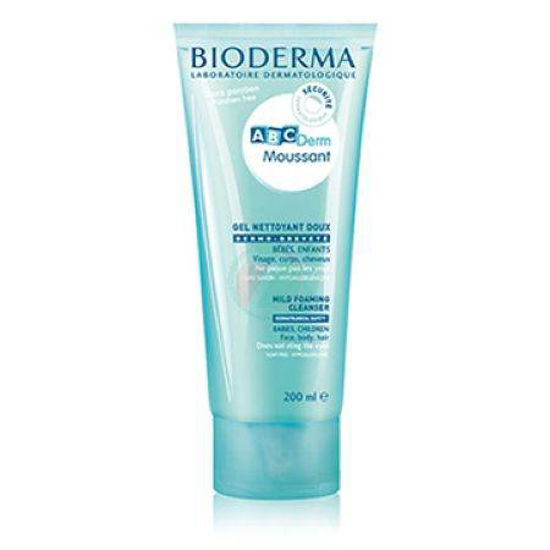 Bioderma ABCDerm Moussant nežen čistilni gel za obraz, telo in lase, 200 mL