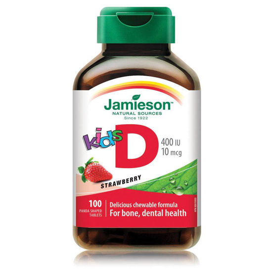 Jamieson vitamin D žvečljivi bomboni z okusom jagode, 100 bombonov v obliki pande