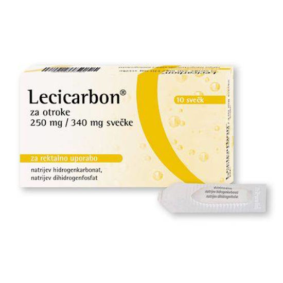 Lecicarbon 250 mg/ 340 mg svečke za otroke, 10 svečk