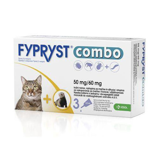 Fypryst Combo 50 mg/60 mg kožne kapljice za mačke in dihurje, 3x0.5 mL