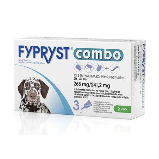 Fypryst Combo 268 mg/241,2 mg kožne kapljice za pse od 20 - 40 kg, 3x2.68 mL