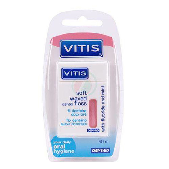 Dentaid Vitis Soft roza voščeni trak s fluoridom in mentolom, 50 m