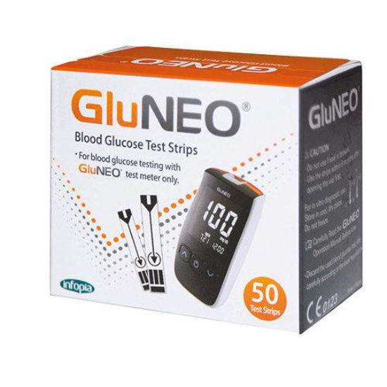 Gluneo testni lističi za glukozo (dvojno pakiranje), 2x50 lističev + GRATIS merilnik