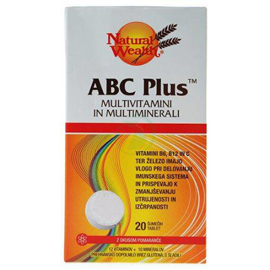 Natural Wealth ABC Plus z okusom pomaranče, 20 šumečih tablet