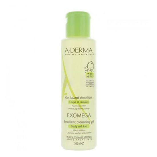 A-Derma Exomega 2in1 emolientni gel za čiščenje za dojenčke in otroke, 200 ali 500 mL