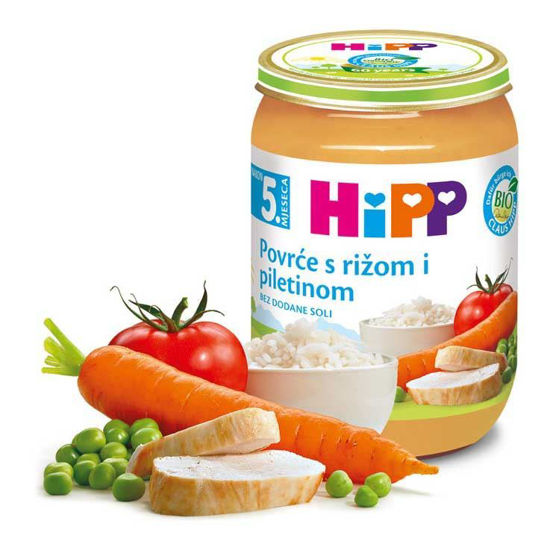 Hipp zelenjava z rižem in piščančjim mesom, 190 g