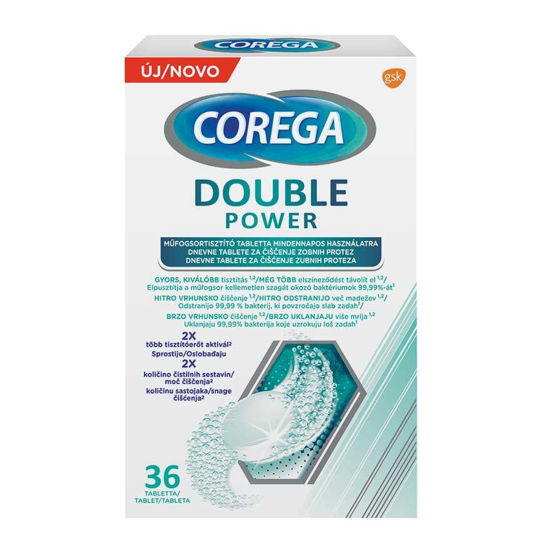 Corega Double Power tablete za čiščenje zobnih protez, 36 tabet