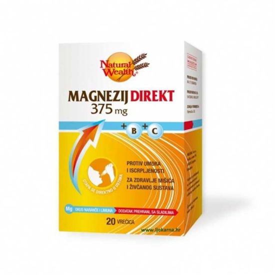 Natural Wealth magnezij direkt 375 mg + B + C, 20 vrečic