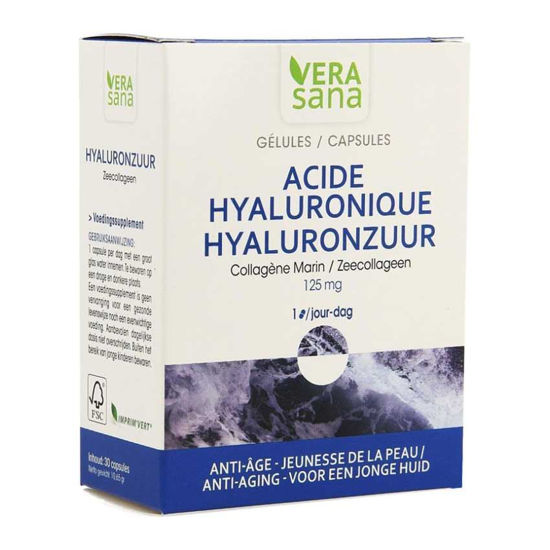 Vera Sana Hialuronska kislina 125 mg z morskim kolagenom, 30 kapsul