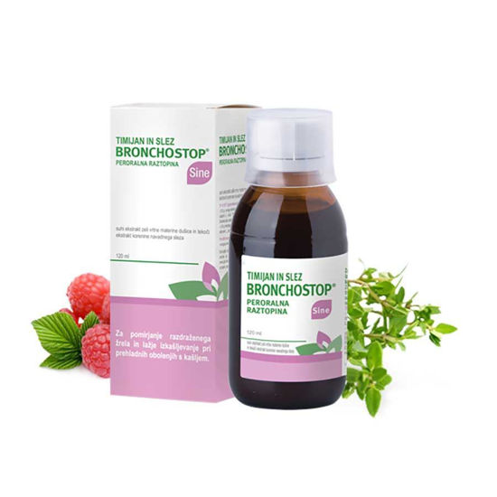Bronchostop Sine peroralna raztopina timijan in slez, 120 mL