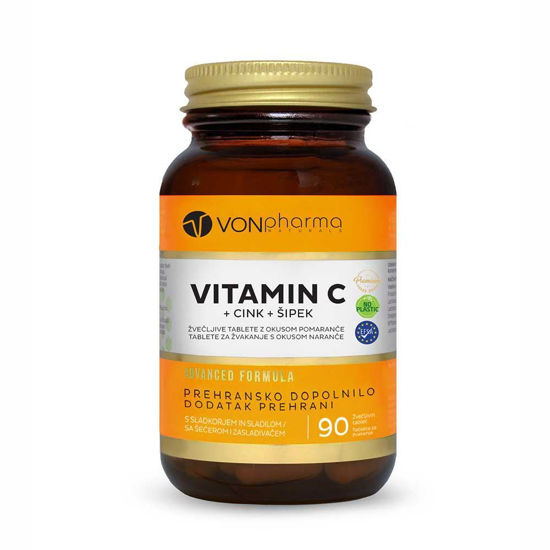 VONpharma C vitamin + cink + šipek, 90 bombonov