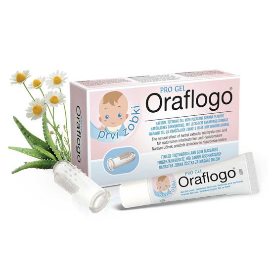 Oraflogo Prvi zobki Pro gel + prstna ščetka, 75 mL