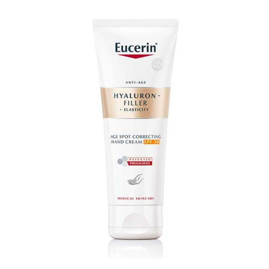 Eucerin Hyaluron-Filler + Elasticity krema za roke proti starostnim pegam z ZF 30, 75 mL