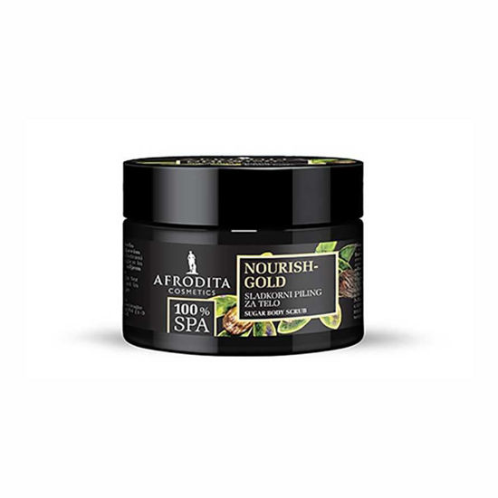 Afrodita 100% Spa Nourish Gold sladkorni piling za telo, 175 g
