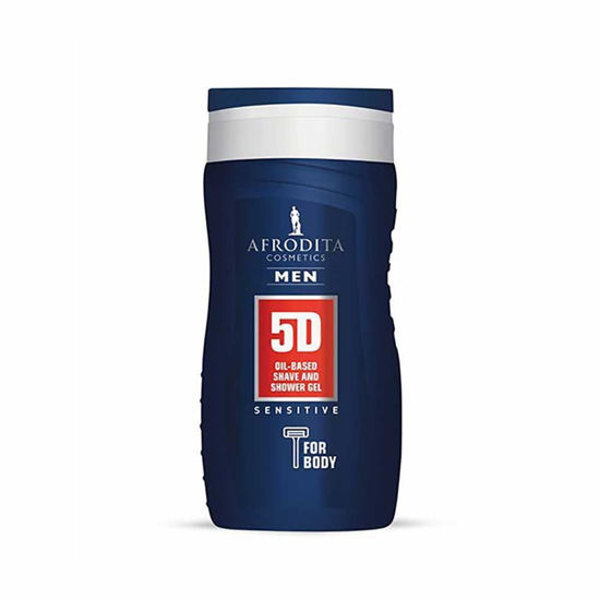 Afrodita Men 5D Sensitive oljni gel za britje in prhanje, 250 mL