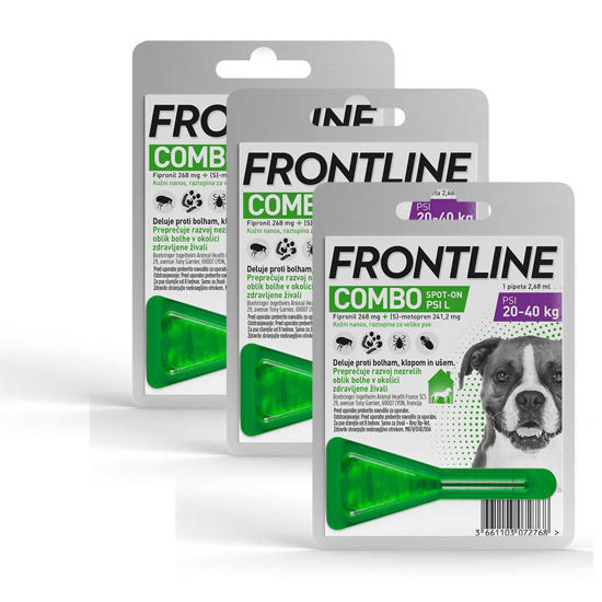 Frontline Combo dog raztopina proti bolham za pse (20 - 40 kg), 3x2,68 mL (1 škatlica)