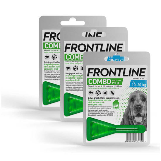 Frontline Combo dog tekočina proti bolham za pse 10-20 kg, 3x1,34 mL (1 škatlica)