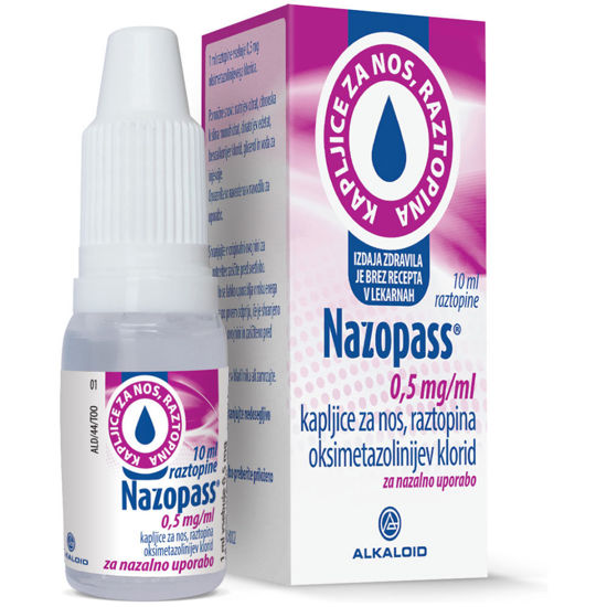 Nazopass 0,5 mg/mL kapljice za nos - raztopina, 10 mL