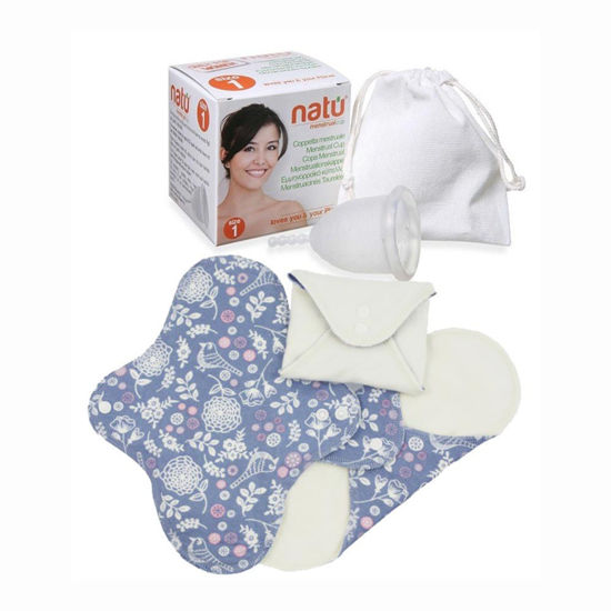 GreeNatural komplet menstrualna skodelica in dnevni pralni vložki, 1 set