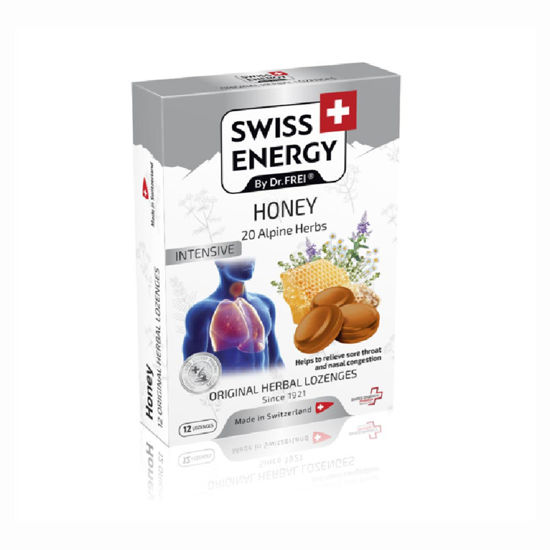 Swiss Energy 20 zelišč in med pastile za grlo, 12 pastil