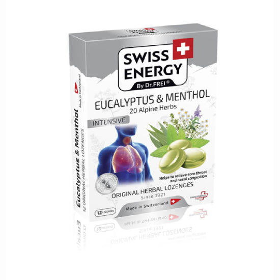 Dr. Frei 20 zelišč, evkaliptus in mentol, pastile za grlo, 12 pastil