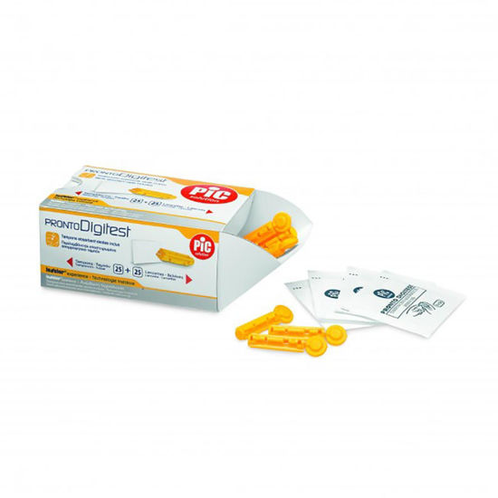 PiC lancete z absorbcijskimi robčki, 25 lancet + 25 robčkov