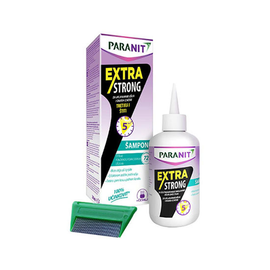 Paranit Extra Strong šampon za odstranjevanje in zaščito pred naglavnimi ušmi in gnidami ter glavnik, 200 mL