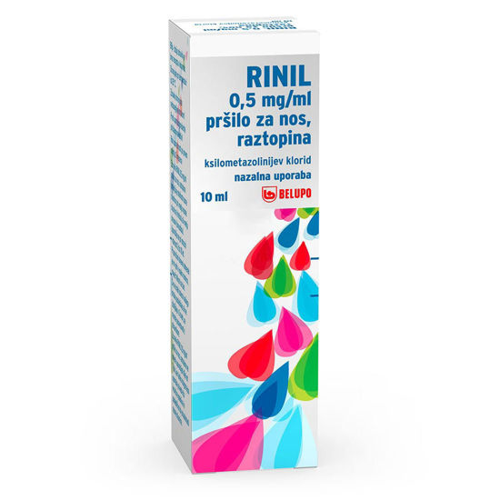 Rinil 0,5 mg/ml pršilo za nos - raztopina, 10 mL