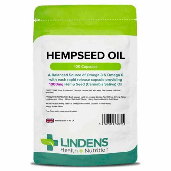 Lindens olje konopljinih semen 1000 mg, 100 kapsul