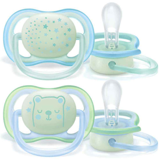 Avent Ultra Air 0-6 m nočna tolažilna duda silikon, 2 dudi