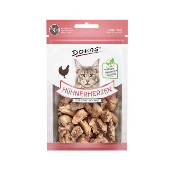 Dokas prigrizek za mačke piščančji srčki, 15 g