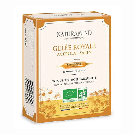 Naturamind matični mleček, acerola in vršički bele jelke bio, 10 ali 30 ampul