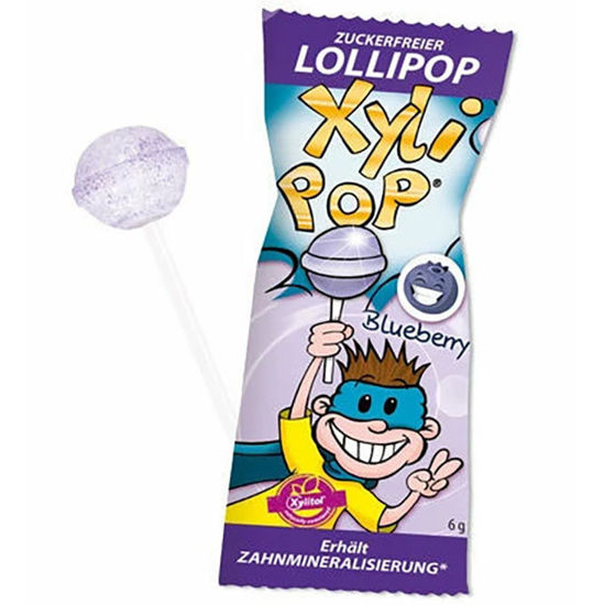 Miradent Xylipop lizika za preventivo in zobno nego borovnica, 1 lizika