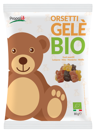 PropolIt BIO MEDVEDKI žele bonboni z okusom propolisa in medu, vrečka 80 g