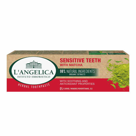 L'Angelica 100% naravna zobna pasta z naravnimi izvlečki za občutljive zobe - Matcha, 75mL