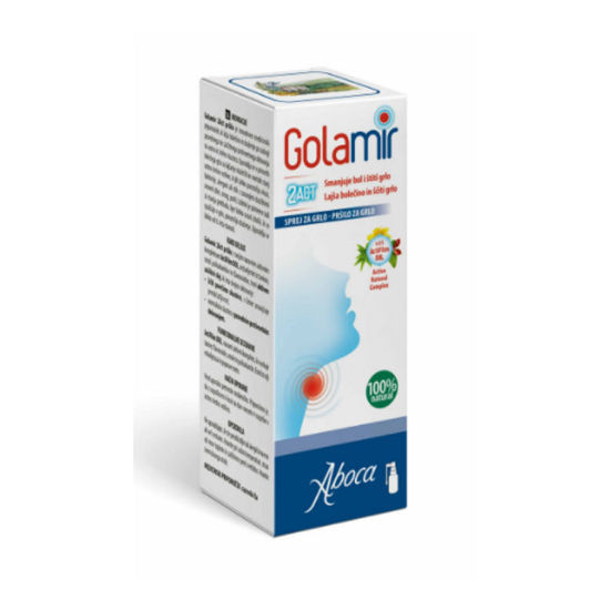 Golamir 2ACT pršilo (z alkoholom) proti bolečemu grlu, 30 mL