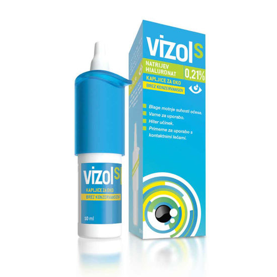 Vizol S 0,21% kapljice za blaženje lažjih težav s suhostjo oči, 10 mL