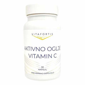 VitaFortis super aktivno oglje + C vitamin, 30 ali 60 kapsul