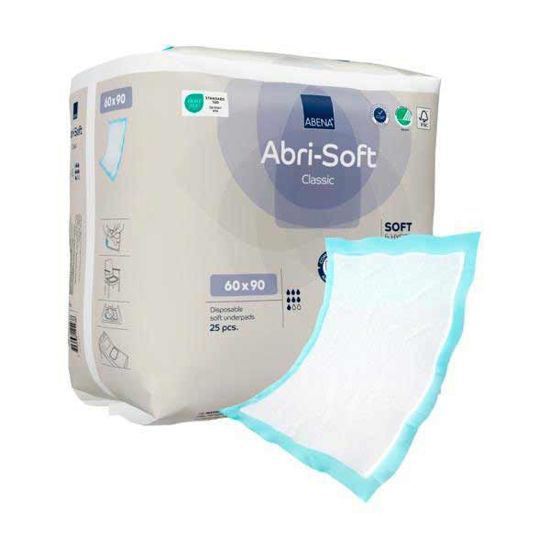 Abena Abri Soft Classic posteljna podloga 60 x 90 cm, vpojnost 1400 mL, 25 podlog