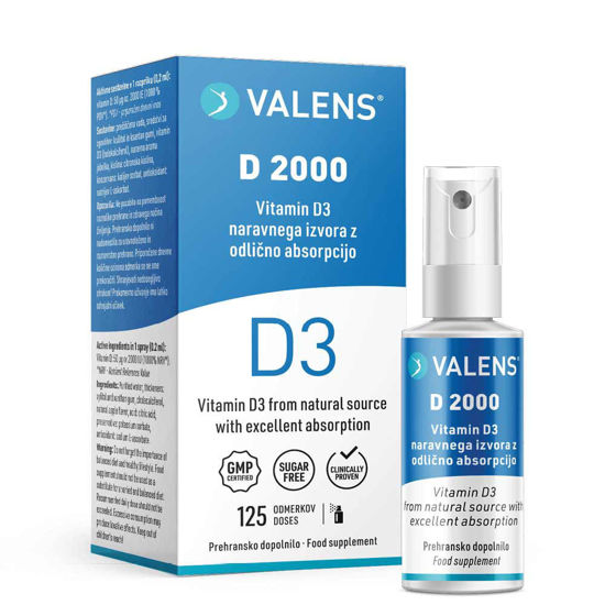 Valens D 2000 ustno pršilo, 25 mL