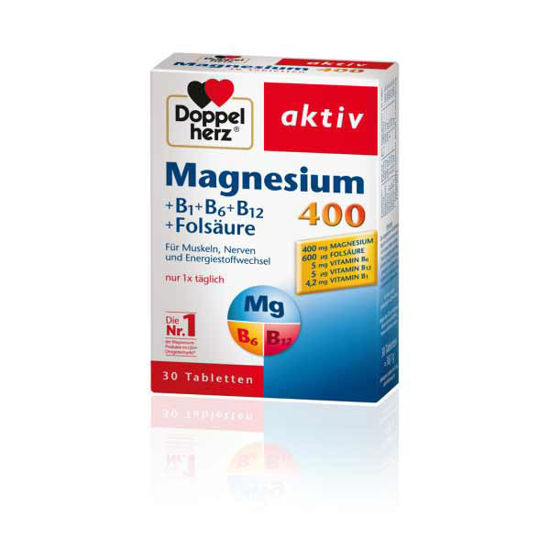 Doppelherz aktiv Magnezij 400+B1+B6+B12+folna kislina, 30 tablet