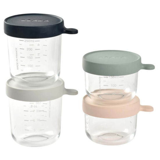Béaba set 4 steklenih posodic za shranjevanje - 2 x 150 in 2 x 250 mL, 1 set