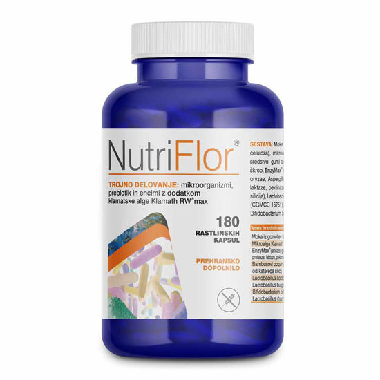 NutriFlor mikroorganizmi in prebiotik s klamatskimi algami, 180 kapsul